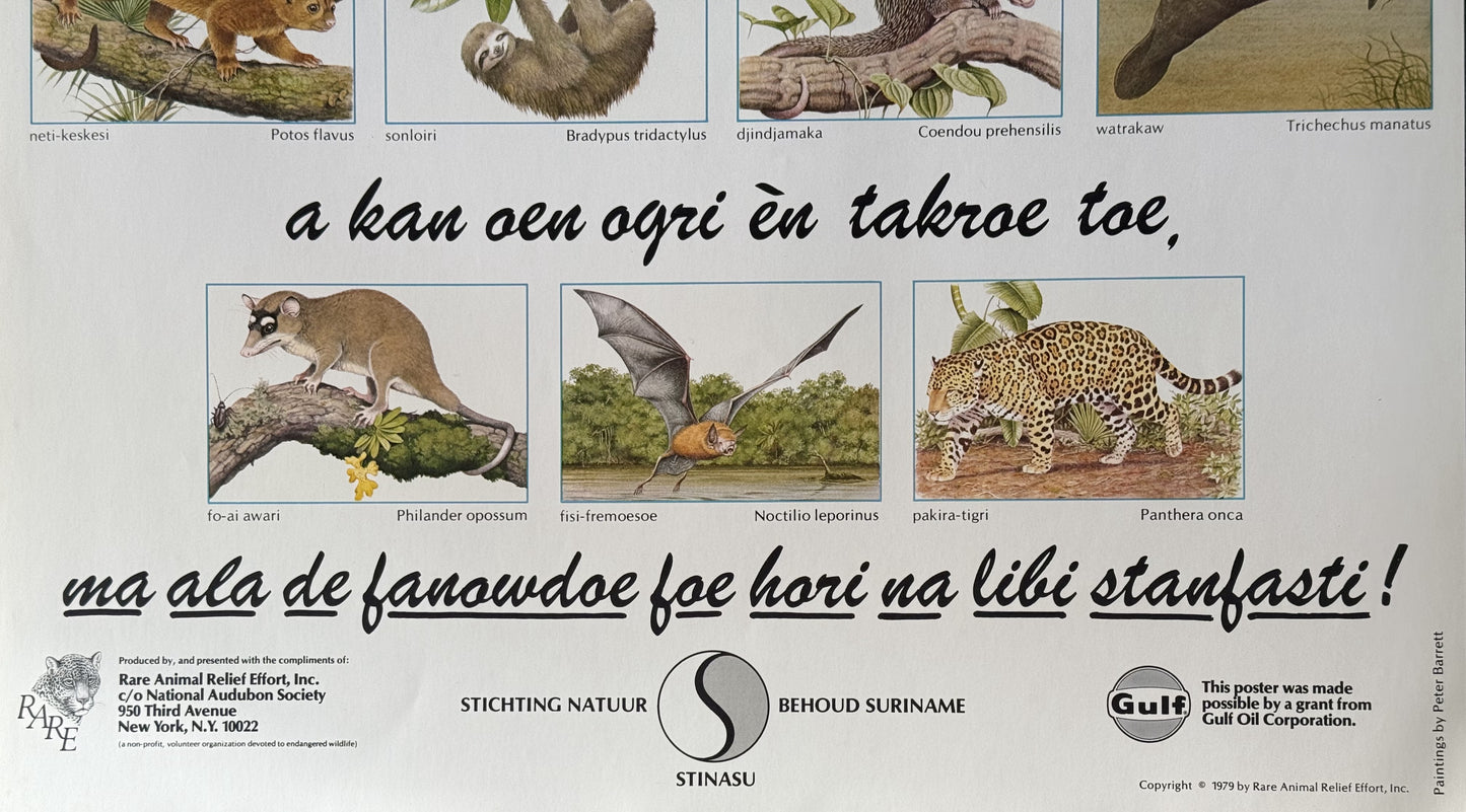 Vintage Suriname Wildlife Preservation Poster (1979)