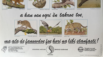 Vintage Suriname Wildlife Preservation Poster (1979)