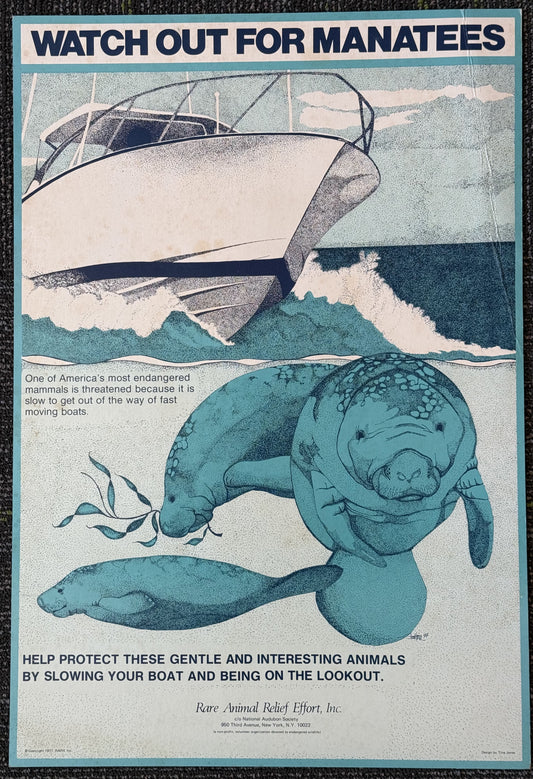 Watch Out for Manatees Vintage Poster (1977)