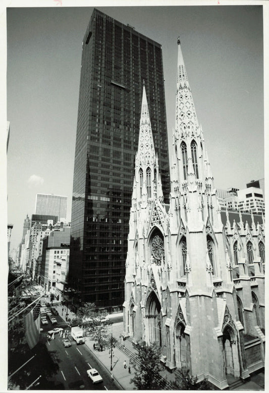 New York Architecture - Olympic Tower and St. Patrick's Cathedral (1975) (Oversize) Architecture New York New York City NYC oversi