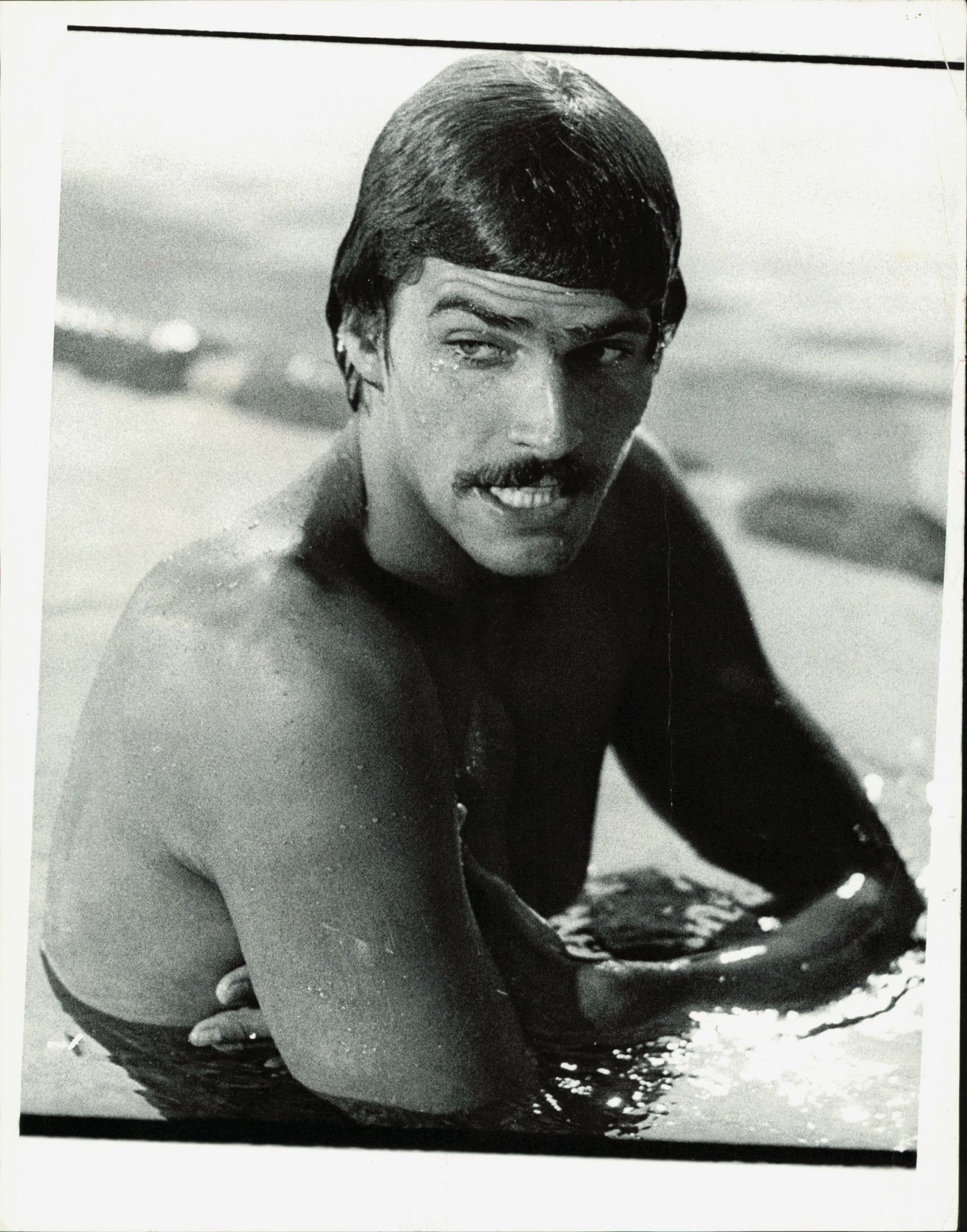 Mark Spitz at Olympics (1972) (oversize) Mark Spitz Olympics Photographer Stamped Sports Swimming