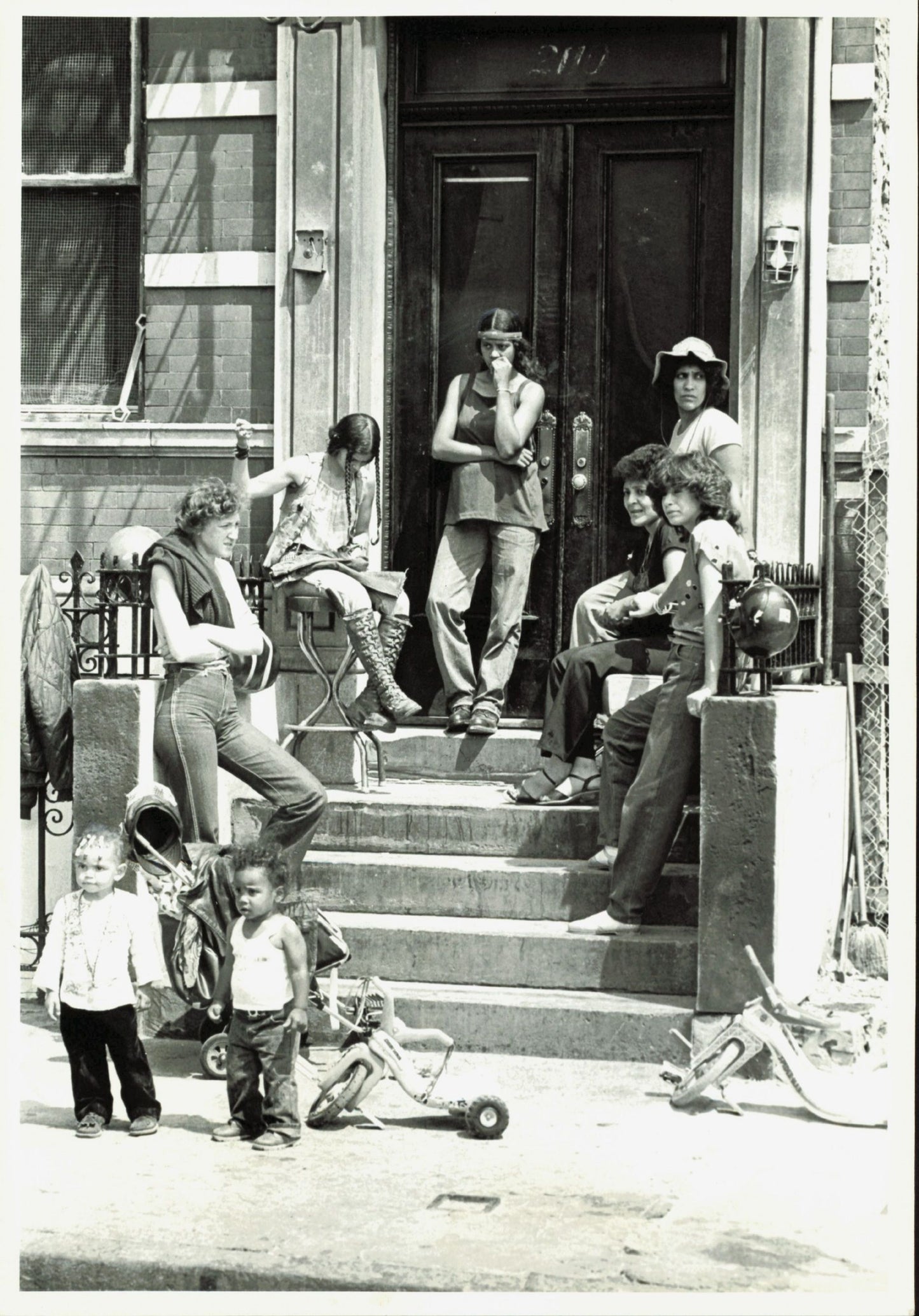 Ching-a-Lings on East Village Stoop (1980) (oversize) East Village Gang Manhattan Motorcycle New York New York City NYC