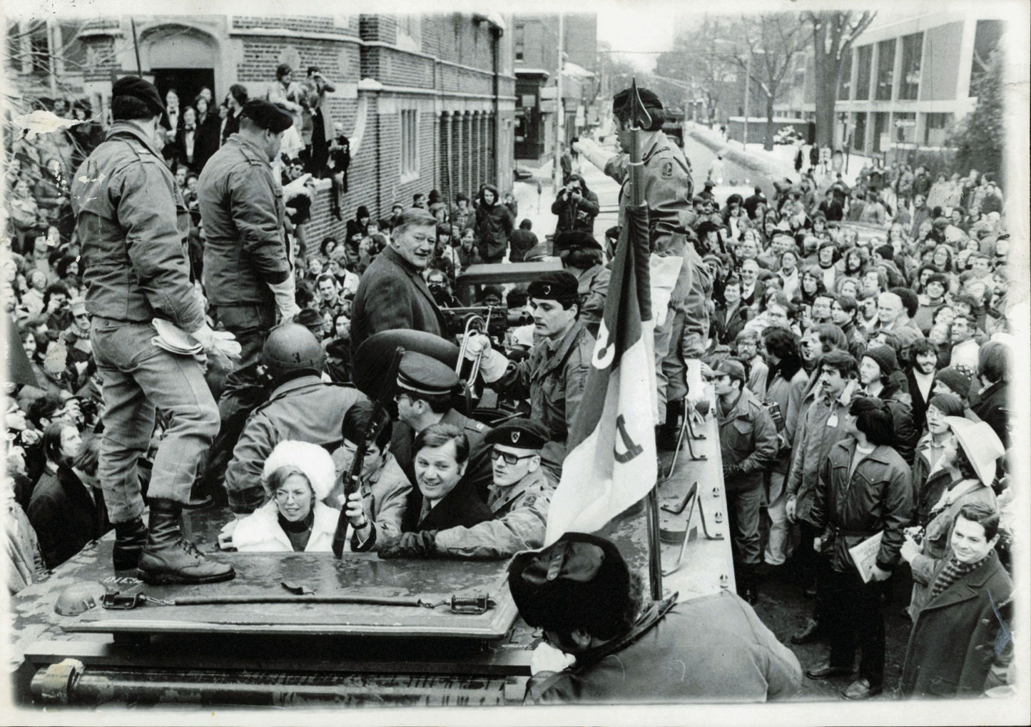 John Wayne at Head of Motorcade (1974) (oversize) Harvard Hollywood John Wayne oversize Photographer Stamped