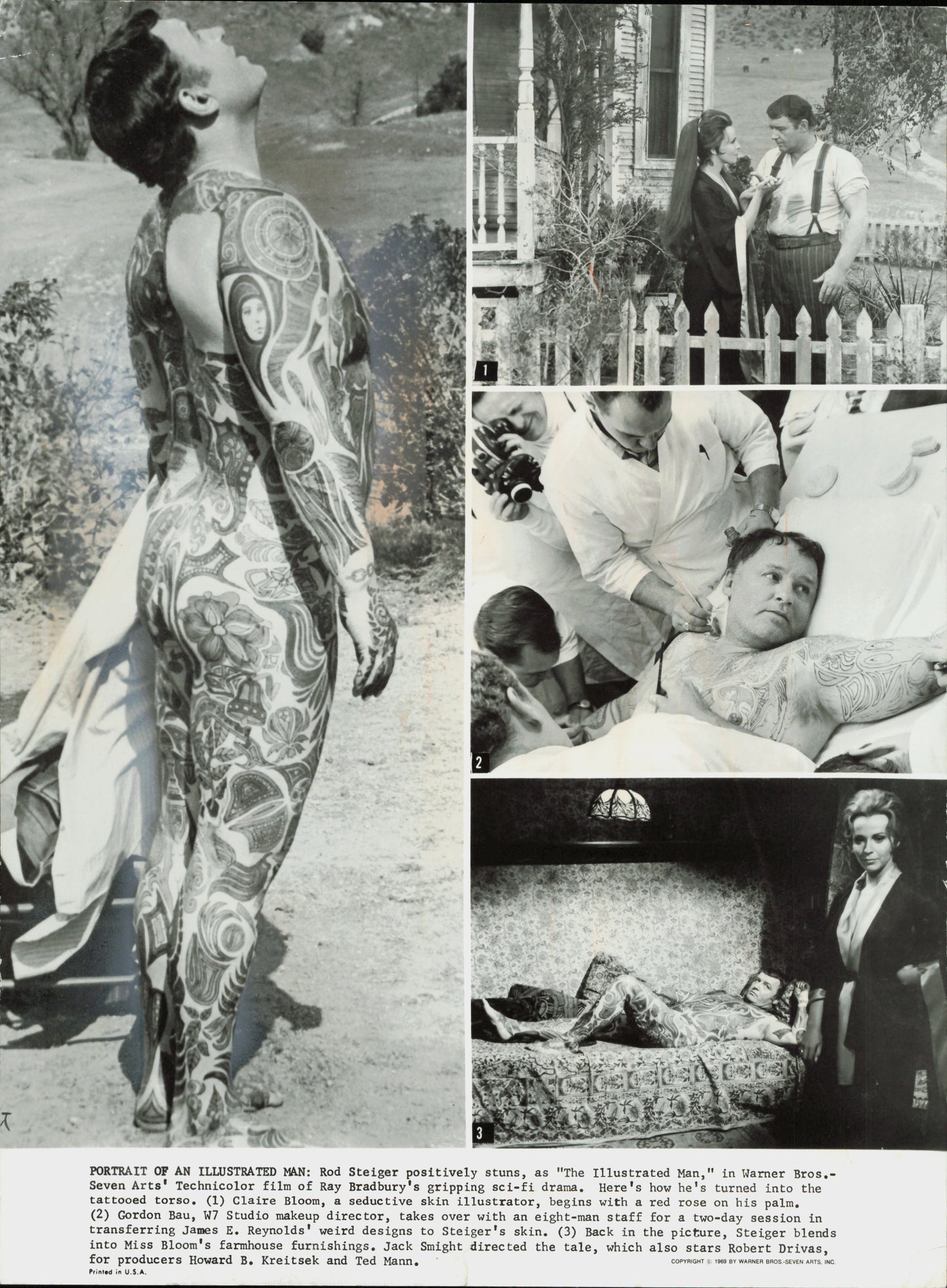 Rod Steiger in "The Illustrated Man" Collection (2 Vintage Prints) Art Fashion Film Hollywood Tattoo