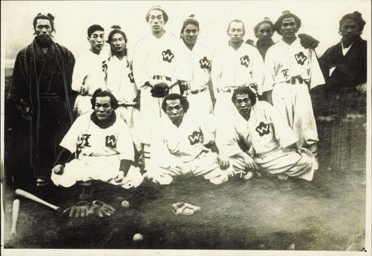 Early Japanese Wrestling Team (1918) Japan Sports Top Knot Wrestling