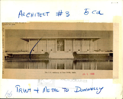 Edward Durell Stone Architecture (1968) (5 vintage photographs) Architecture Edward Durell Stone Embassy India New York New York City NYC