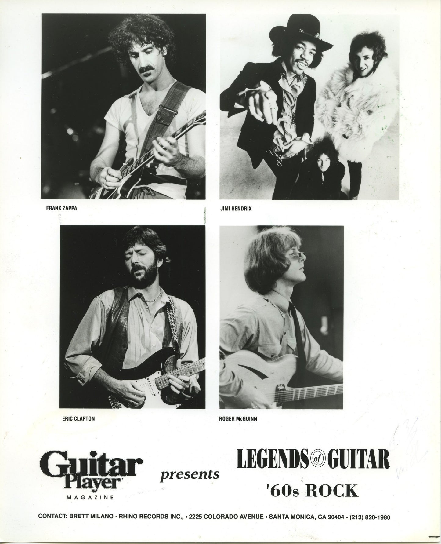 Eric Clapton Press Photographs (6 vintage photographs) Eric Clapton Frank Zappa Jimi Hendrix Music Roger McGuinn