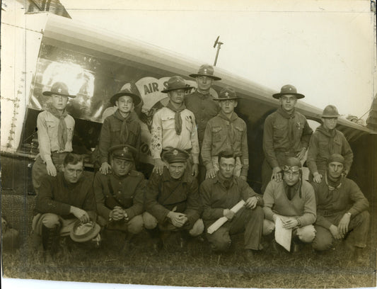 Boy Scouts with Pioneer Circumnavigation Airmen (1924) Aviation Boy Scouts Douglas World Cruiser Erik Nelson H. H. Ogden John Harding Leigh Wade Leslie Arnold Lowell Smith