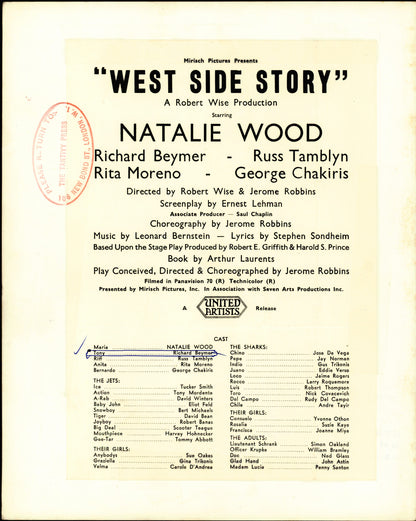 West Side Story (1961) Collection (4 vintage prints) Film Hollywood Musical