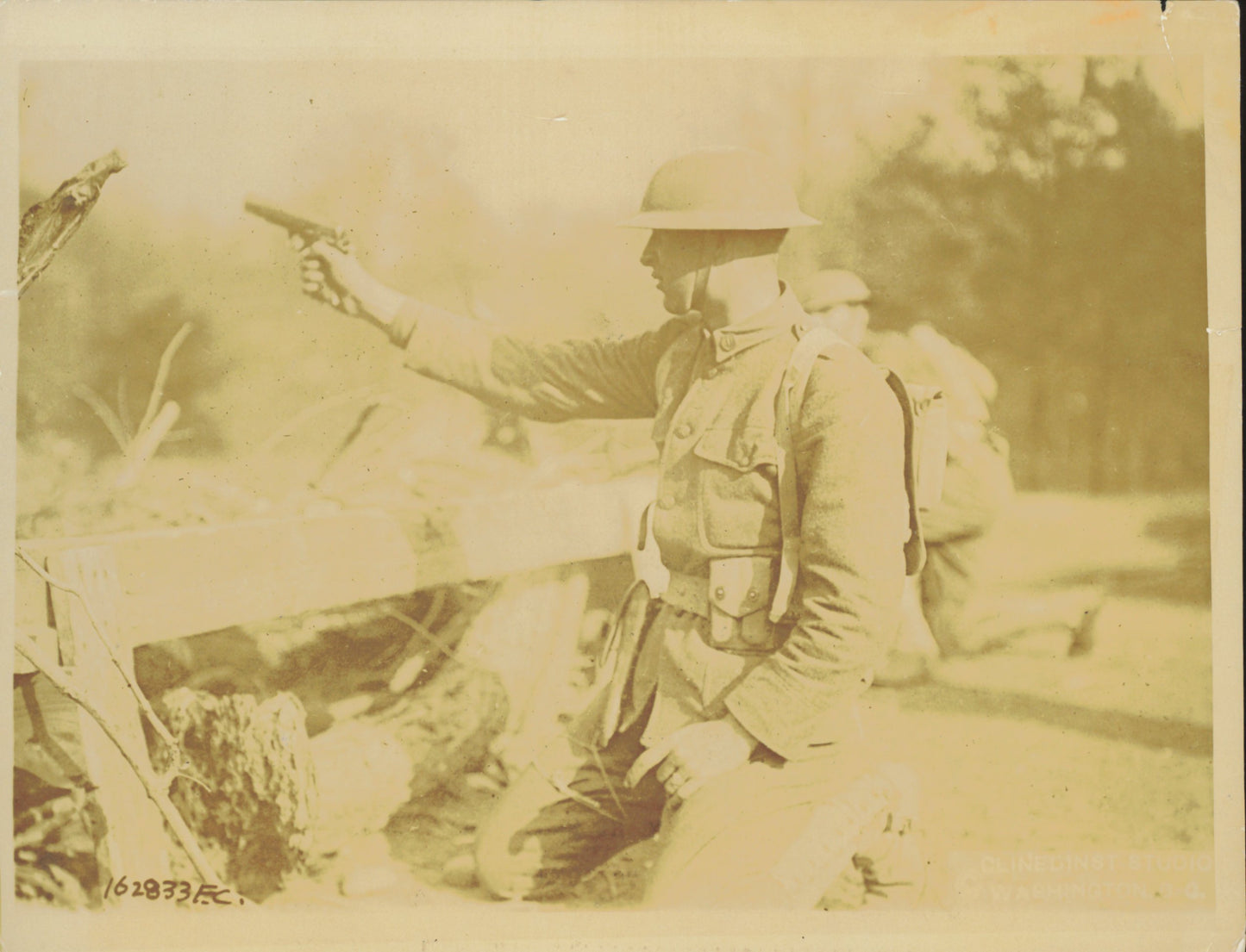 Early US Military Helmet Print (1917) gun Military