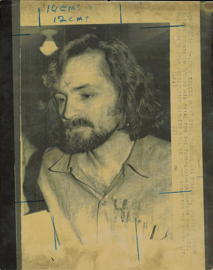 Large Charles Manson Press Photo File (135 vintage prints) Courtroom Crime murder Trial