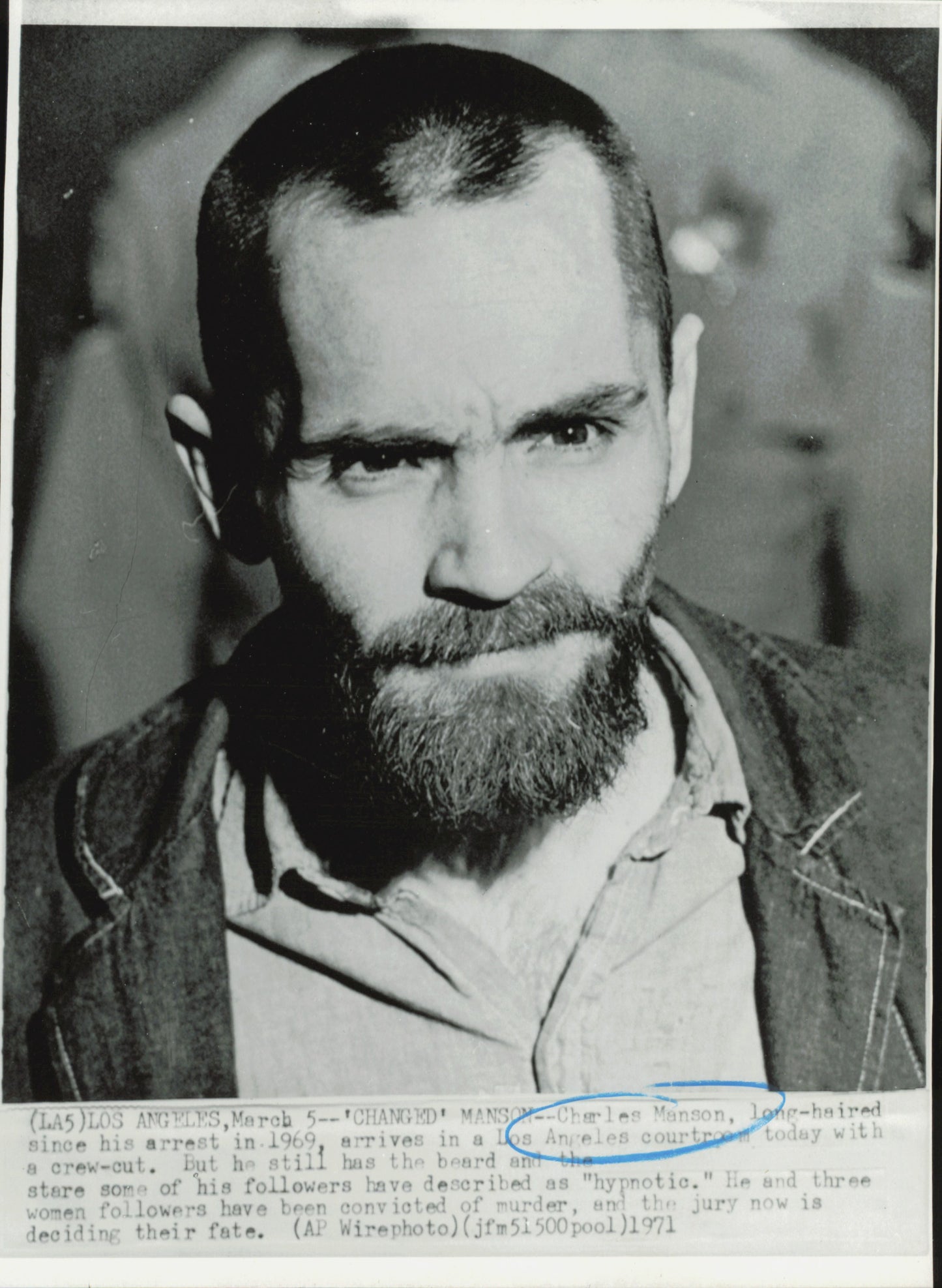 Large Charles Manson Press Photo File (135 vintage prints) Courtroom Crime murder Trial