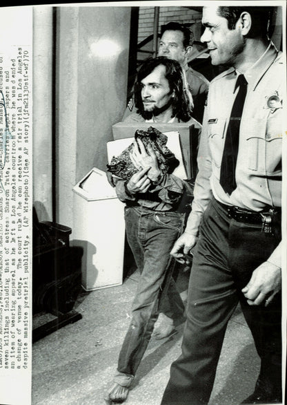 Large Charles Manson Press Photo File (135 vintage prints) Courtroom Crime murder Trial