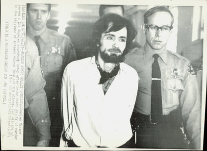 Large Charles Manson Press Photo File (135 vintage prints) Courtroom Crime murder Trial