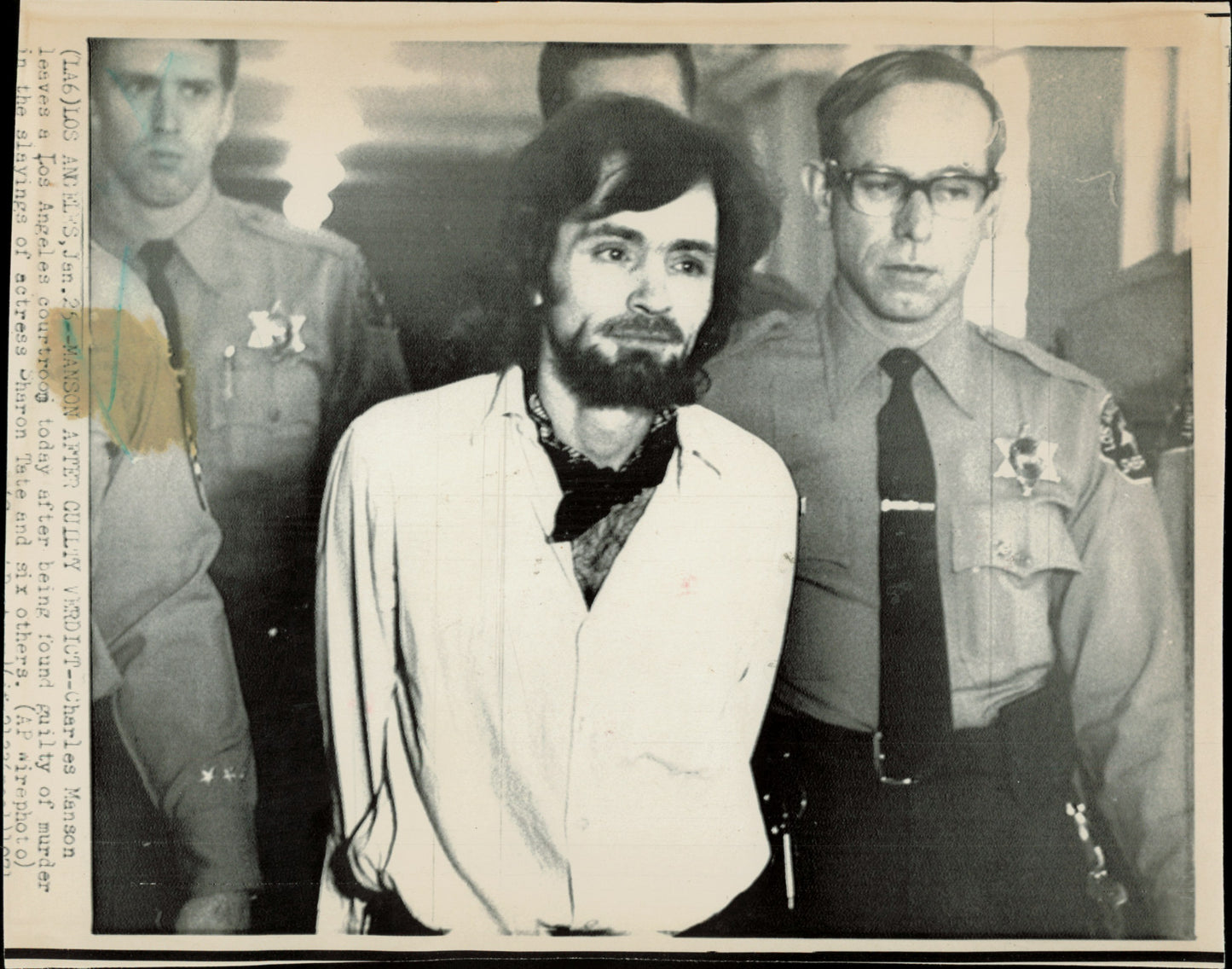 Large Charles Manson Press Photo File (135 vintage prints) Courtroom Crime murder Trial