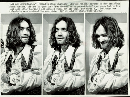 Large Charles Manson Press Photo File (135 vintage prints) Courtroom Crime murder Trial