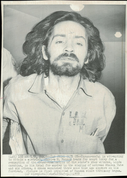 Large Charles Manson Press Photo File (135 vintage prints) Courtroom Crime murder Trial