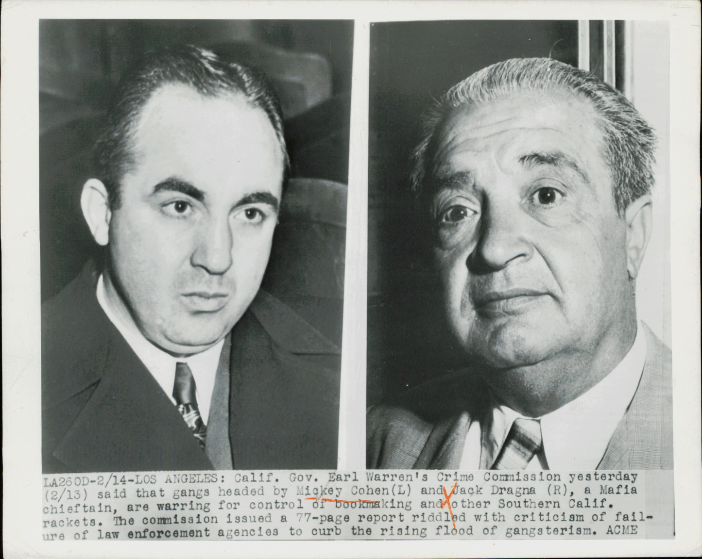 Mickey Cohen Collection (1949-1959) (30 vintage press prints) Boxing Crime gangster